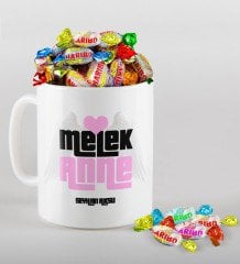 Kişiye Özel Melek Anne Tasarımlı Beyaz Kupa ve Haribo Şeker Hediye Seti-1
