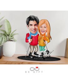 BK Gift Kişiye Özel Yeni Yıl Sevgililer Karikatürlü Ahşap Biblo-8