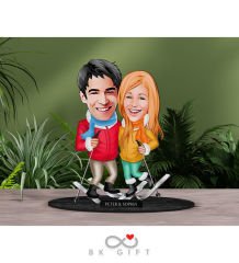 BK Gift Kişiye Özel Yeni Yıl Sevgililer Karikatürlü Ahşap Biblo-8
