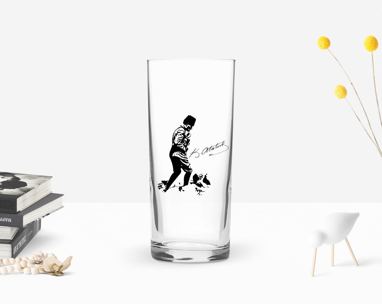 BK Home Renkli Baskılı Atatürk Temalı Rakı Bardağı-16