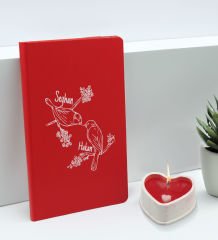 BK Gift Sevgililere Özel İsimli Kırmızı Defter ve Kalp Taş Obje Kokulu Mum Hediye Seti-8, Sevgiliye Hediye, Sevgililer Günü