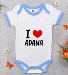 BK Kids I Love Adana Tasarımlı Mavi Bebek Body Zıbın - Model 1