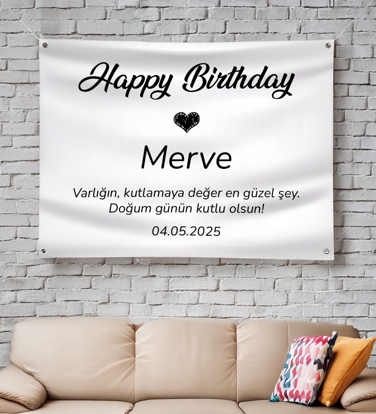 BK Gift Kişiye Özel Doğum Günü Tasarımlı Pankart Branda-3(100x140), Arkadaşa Hediye, Sevgiliye Hediye