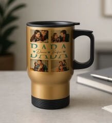 BK Gift Kişiye Özel Fotoğraflı Babalar Günü Tasarımlı Kulplu Gold Çelik Bardak Termos Mug 450ml-6, Babalar Günü Hediye, Babaya Hediye