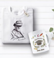 BK Gift Kişiye Özel Öğretmenler Günü Tasarımlı Kupa Bardak ve Atatürk Baskılı Tişört Hediye Seti- 1-17, Öğretmene Hediye, Öğretmenler Günü, 100. Yıl Hediyesi