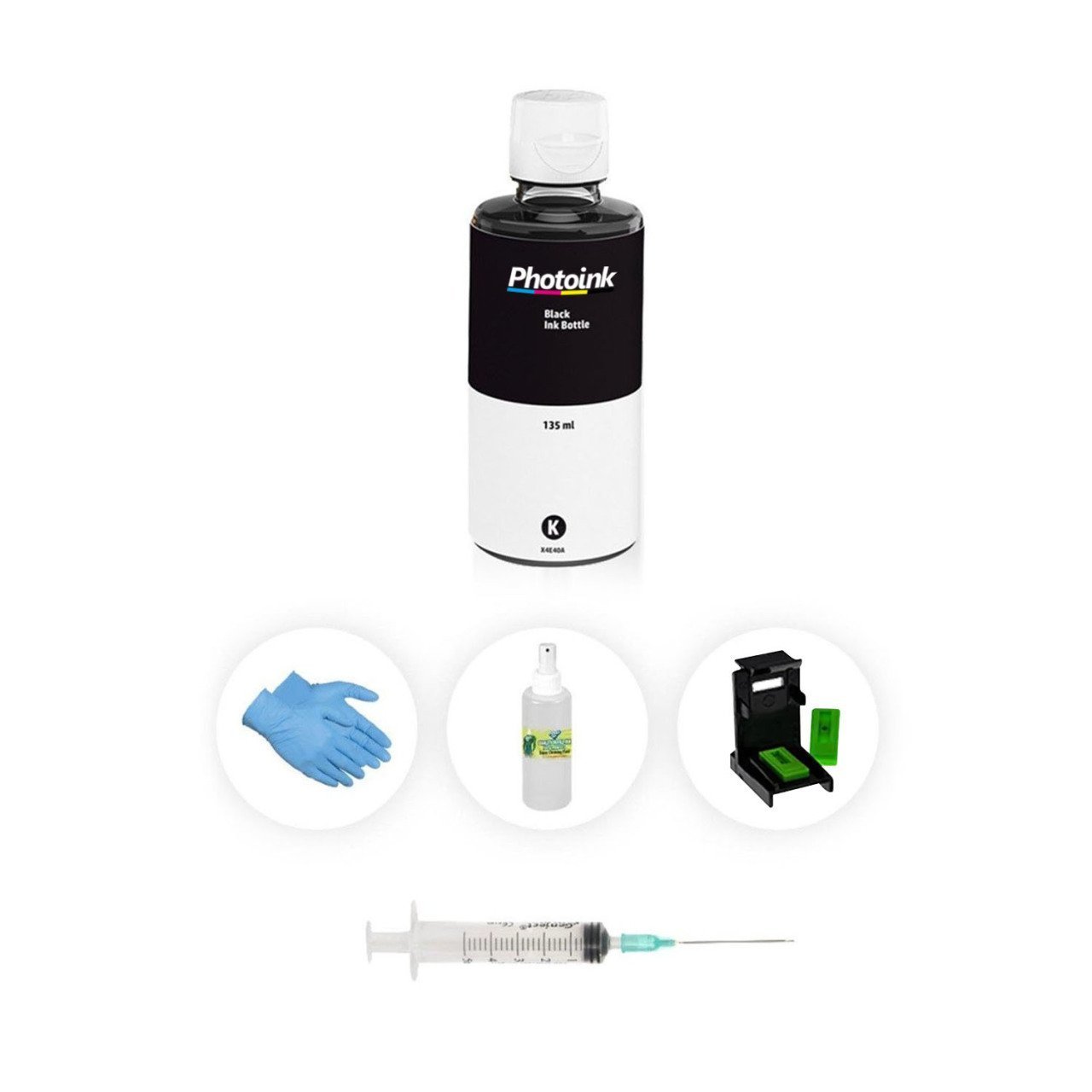 Hp OfficeJet G55  Photoink PLUS Siyah Kartuş Dolum Seti