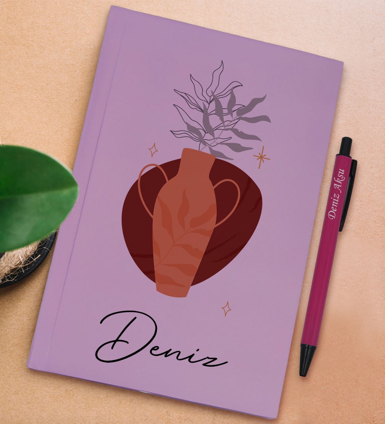 BK Gift Kişiye Özel İsimli Lila Sert Kapaklı Defter ve Tükenmez Kalem Seti, Arkadaşa Hediye, Yeni İş Hediyesi, Doğum Günü Hediyesi-11