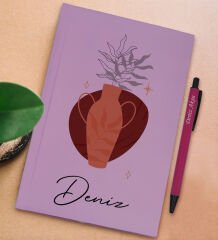 BK Gift Kişiye Özel İsimli Lila Sert Kapaklı Defter ve Tükenmez Kalem Seti, Arkadaşa Hediye, Yeni İş Hediyesi, Doğum Günü Hediyesi-11