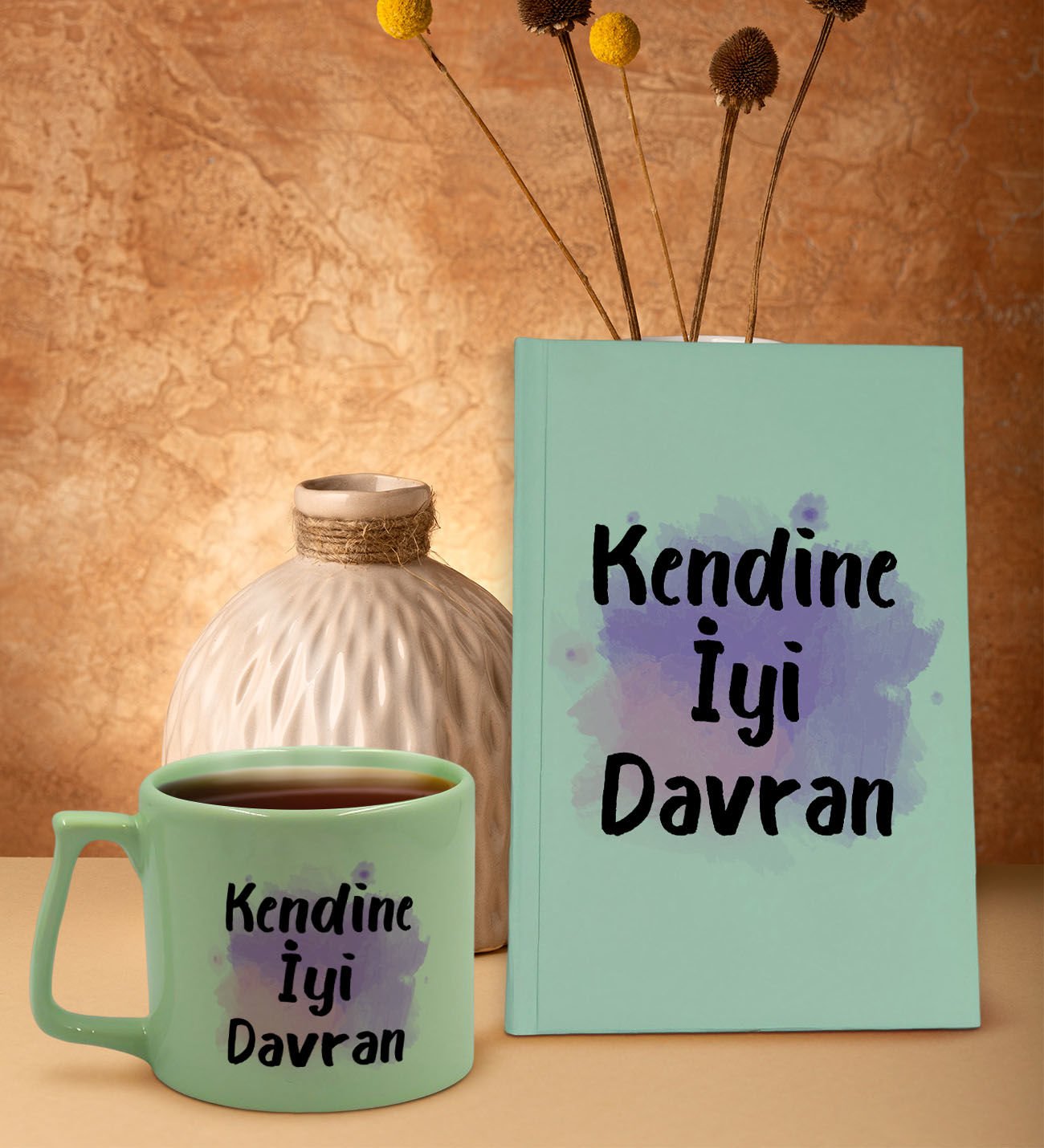 BK Gift Yeşil Sert Kapaklı Defter ve Middle Kupa Seti, Arkadaşa Hediye, Yeni İş Hediyesi, Doğum Günü Hediyesi-19