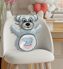 BK Gift Sevimli Fil Tasarımlı Mavi Ayıcık Yastık-3