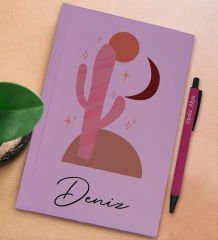BK Gift Kişiye Özel İsimli Lila Sert Kapaklı Defter ve Tükenmez Kalem Seti, Arkadaşa Hediye, Yeni İş Hediyesi, Doğum Günü Hediyesi-12