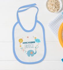 BK Kids Anne Baba Tasarımlı Mavi Bebek Body Zıbın ve Mama Önlüğü Hediye Seti-1