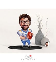 BK Gift Kişiye Özel Erkek Amerikan Futbolcu Karikatürlü Ahşap Biblo-1