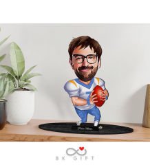 BK Gift Kişiye Özel Erkek Amerikan Futbolcu Karikatürlü Ahşap Biblo-1