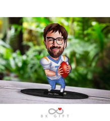BK Gift Kişiye Özel Erkek Amerikan Futbolcu Karikatürlü Ahşap Biblo-1