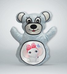 BK Gift Sevimli Fil Tasarımlı Mavi Ayıcık Yastık-4