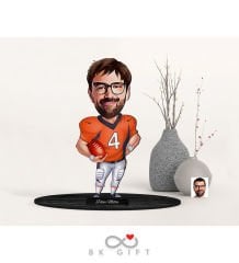 BK Gift Kişiye Özel Erkek Amerikan Futbolcu Karikatürlü Ahşap Biblo-2