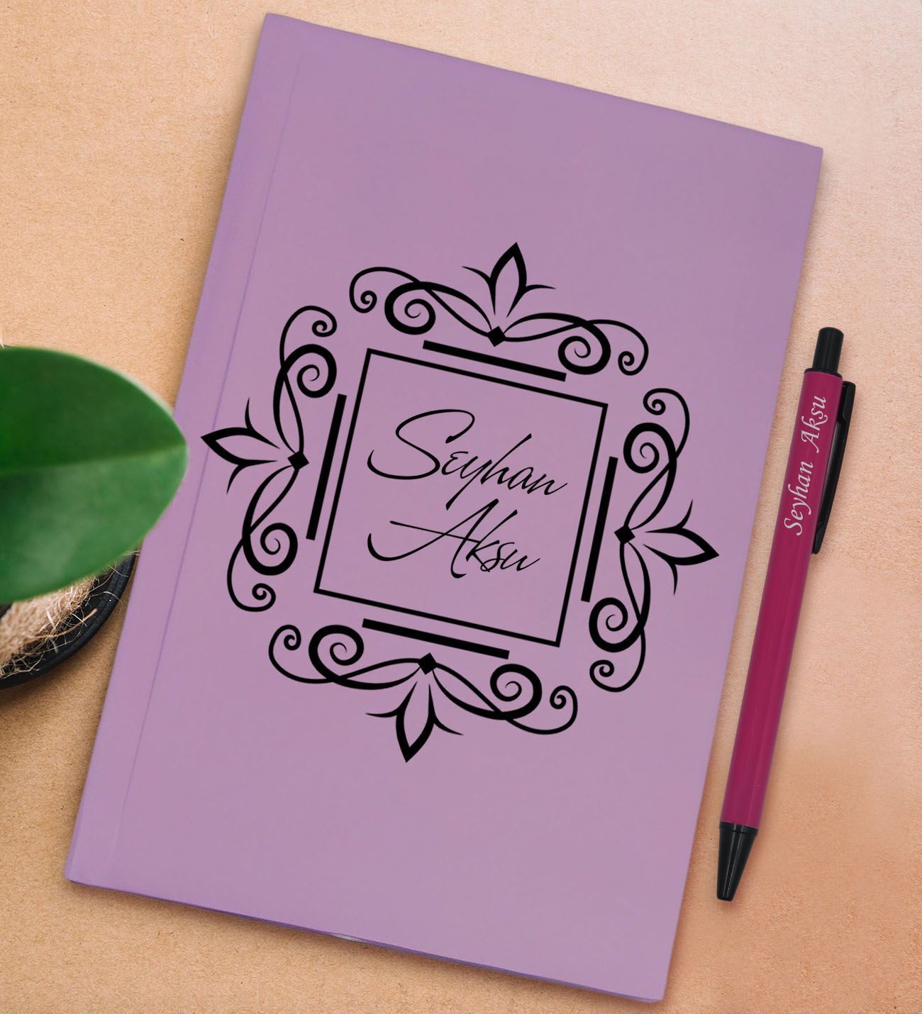 BK Gift Kişiye Özel İsimli Lila Sert Kapaklı Defter ve Tükenmez Kalem Seti, Arkadaşa Hediye, Yeni İş Hediyesi, Doğum Günü Hediyesi-14