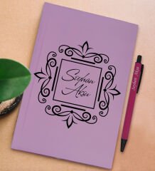 BK Gift Kişiye Özel İsimli Lila Sert Kapaklı Defter ve Tükenmez Kalem Seti, Arkadaşa Hediye, Yeni İş Hediyesi, Doğum Günü Hediyesi-14