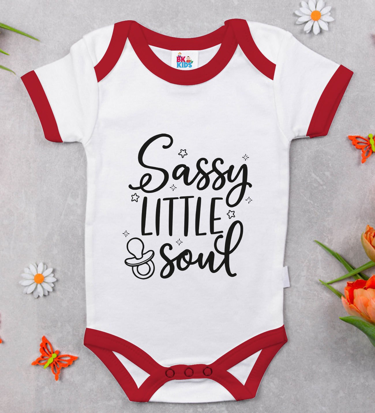 BK Kids Sassy Little Soul Tasarımlı Kırmızı Bebek Body Zıbın-1