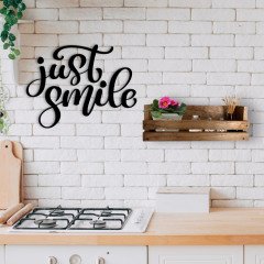 BK Home Dekoratif Doğal Ahşap Raf ve Sadece Gülümse Duvar Süsü-1