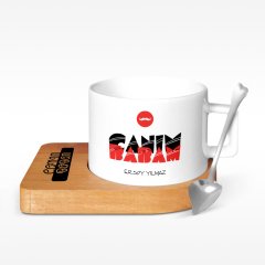 Kişiye Özel Canım Babam Tasarımlı Ahşap Altlıklı Seramik Fincan - 4