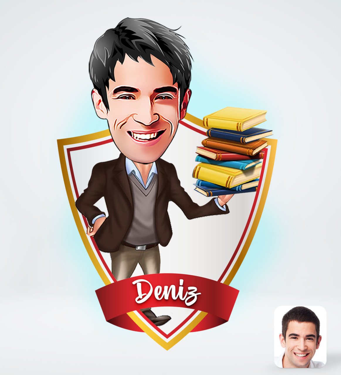 Kişiye Özel İsimli Erkek Öğretmen Tasarımlı Dijital Karikatür-1