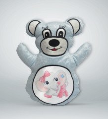 BK Gift Sevimli Fil Tasarımlı Mavi Ayıcık Yastık-7