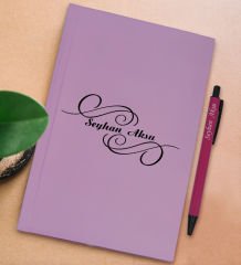 BK Gift Kişiye Özel İsimli Lila Sert Kapaklı Defter ve Tükenmez Kalem Seti, Arkadaşa Hediye, Yeni İş Hediyesi, Doğum Günü Hediyesi-16