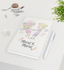 Kişiye Özel Sevgililer Günü Beyaz Defter Kalem Seti-62