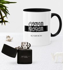 Kişiye Özel Canım Babam Siyah Kupa Bardak Benzinli Metal Çakmak Seti-4