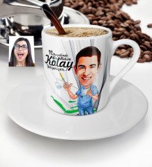 Kişiye Özel Bay Diş Hekimi Karikatür Türk Kahvesi Fincanı - 1