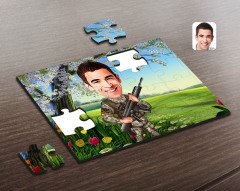 Kişiye Özel Uzman Jandarma Karikatürlü Ahşap Puzzle-1