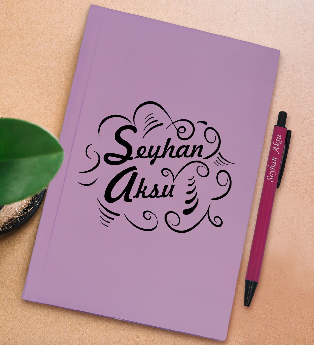 BK Gift Kişiye Özel İsimli Lila Sert Kapaklı Defter ve Tükenmez Kalem Seti, Arkadaşa Hediye, Yeni İş Hediyesi, Doğum Günü Hediyesi-17