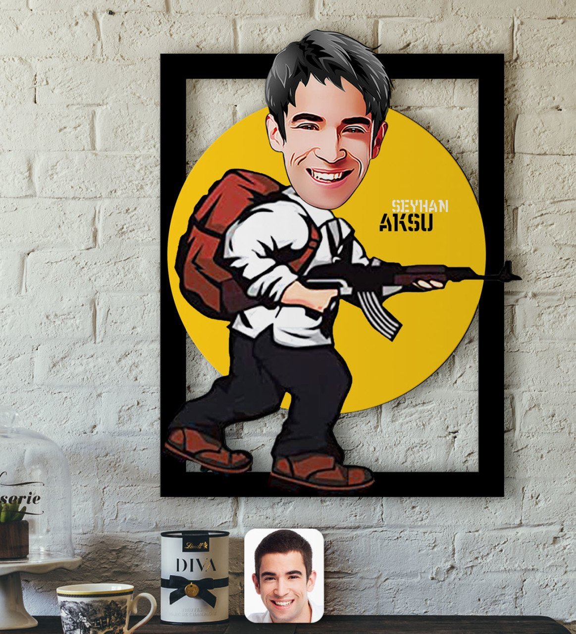 Kişiye Özel Erkek PUBG Karikatürlü 3D Ahşap Tablo-4