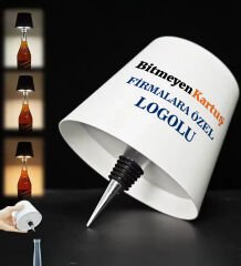 BK Gift Firmalara Özel Logolu Kablosuz 3 Renkli Led Beyaz Şişe Lambası, Ev Hediyesi, Arkadaşa Hediye, Sevgiliye Hediye