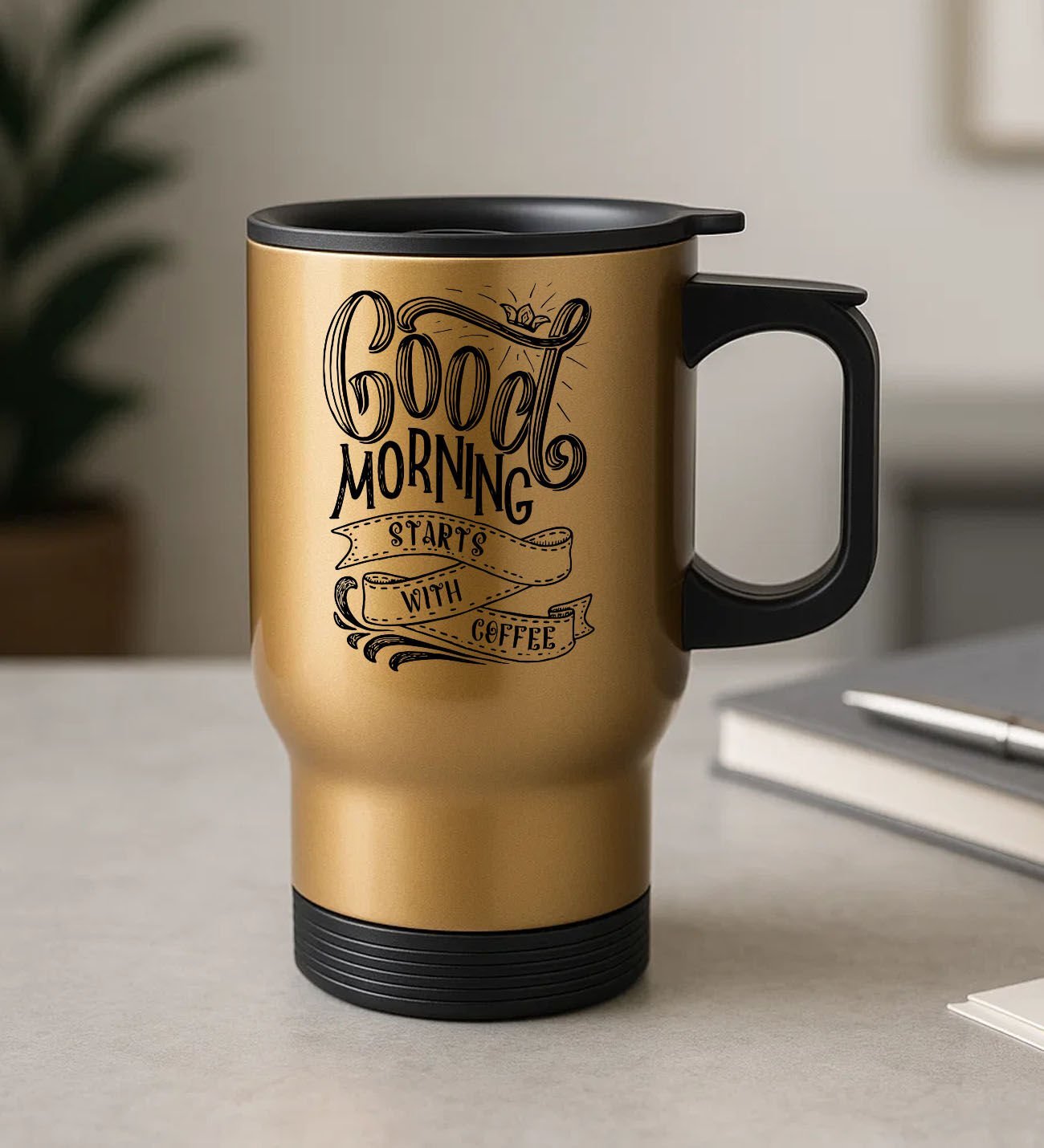 BK Gift Coffee Tasarımlı Kulplu Gold Çelik Bardak Termos Mug 450ml-6, Sevgiliye Hediye, Arkadaşa Hediye, Eşe Hediye