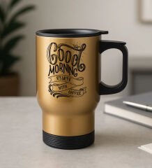 BK Gift Coffee Tasarımlı Kulplu Gold Çelik Bardak Termos Mug 450ml-6, Sevgiliye Hediye, Arkadaşa Hediye, Eşe Hediye