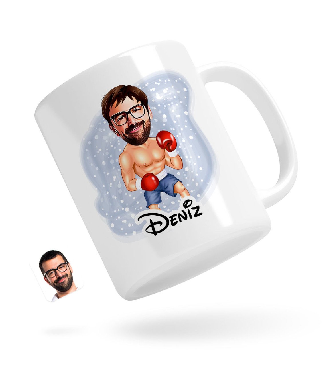 Kişiye Özel Erkek Boksör Karikatürlü Beyaz Kupa Bardak-1