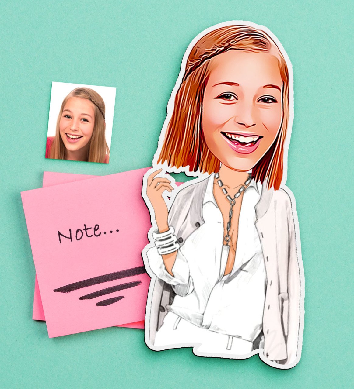 Kişiye Özel Bayan Karikatürlü Ahşap Magnet-7