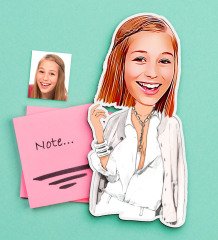 Kişiye Özel Bayan Karikatürlü Ahşap Magnet-7