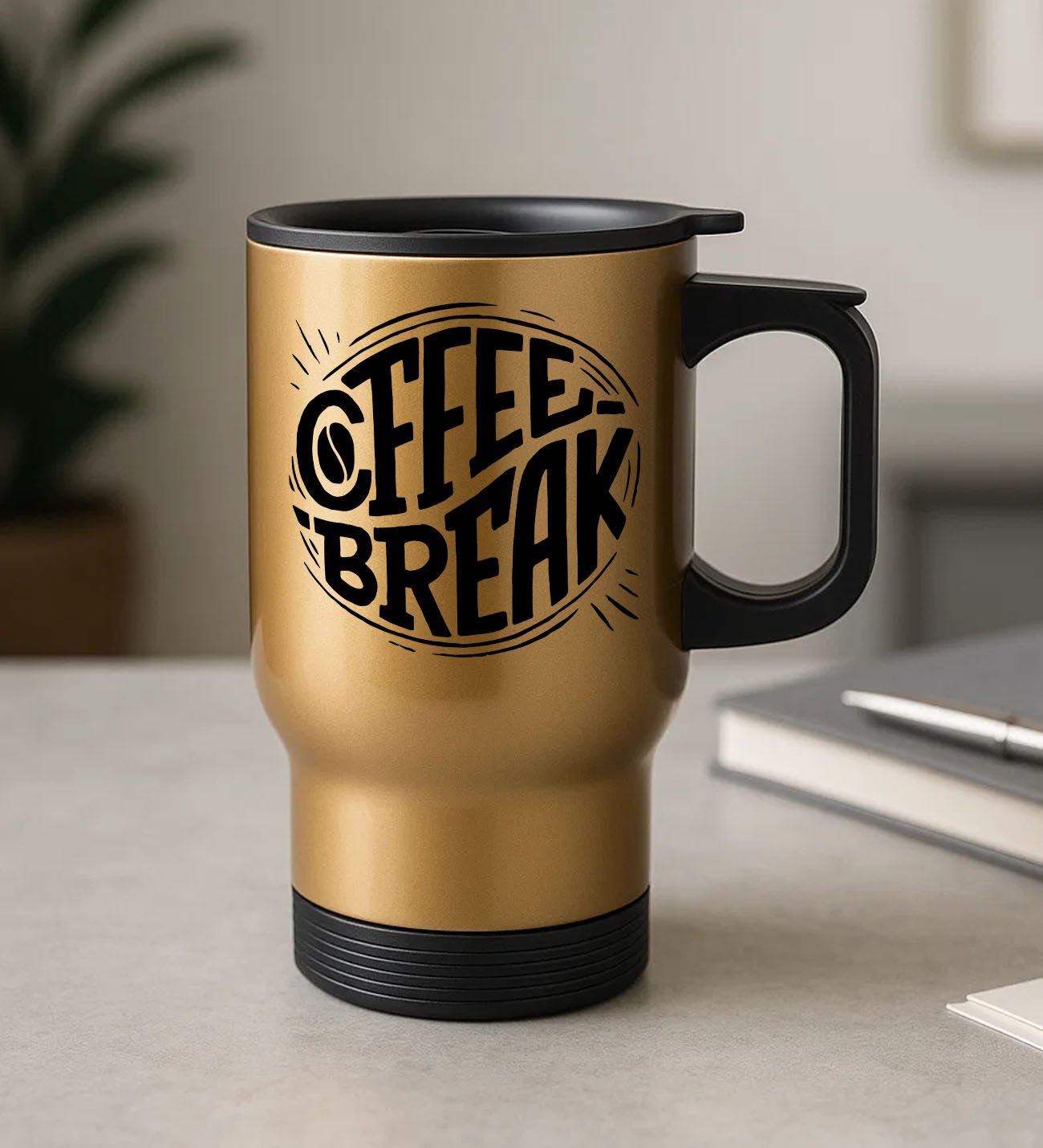 BK Gift Coffee Tasarımlı Kulplu Gold Çelik Bardak Termos Mug 450ml-7, Sevgiliye Hediye, Arkadaşa Hediye, Eşe Hediye