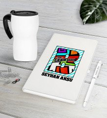 Kişiye Özel Canım Babam Beyaz Defter Kalem Termos Mug Seti-3