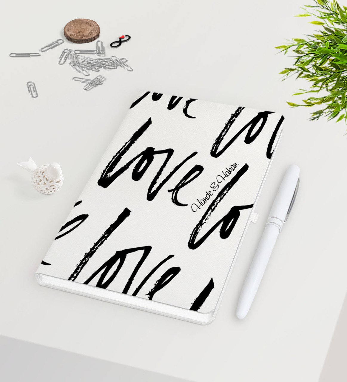Kişiye Özel Sevgililer Günü Beyaz Defter Kalem Seti-66