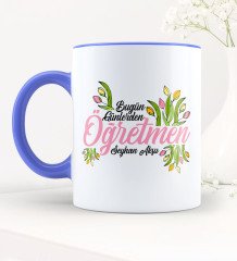 Kişiye Özel Bugün Günlerden Öğretmen Mavi Kupa Bardak - 1