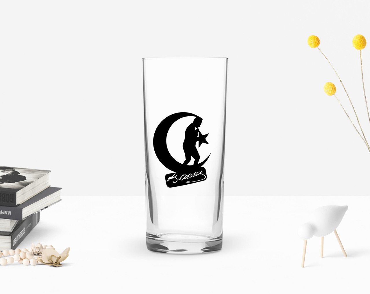 BK Home Renkli Baskılı Atatürk Temalı Rakı Bardağı-32