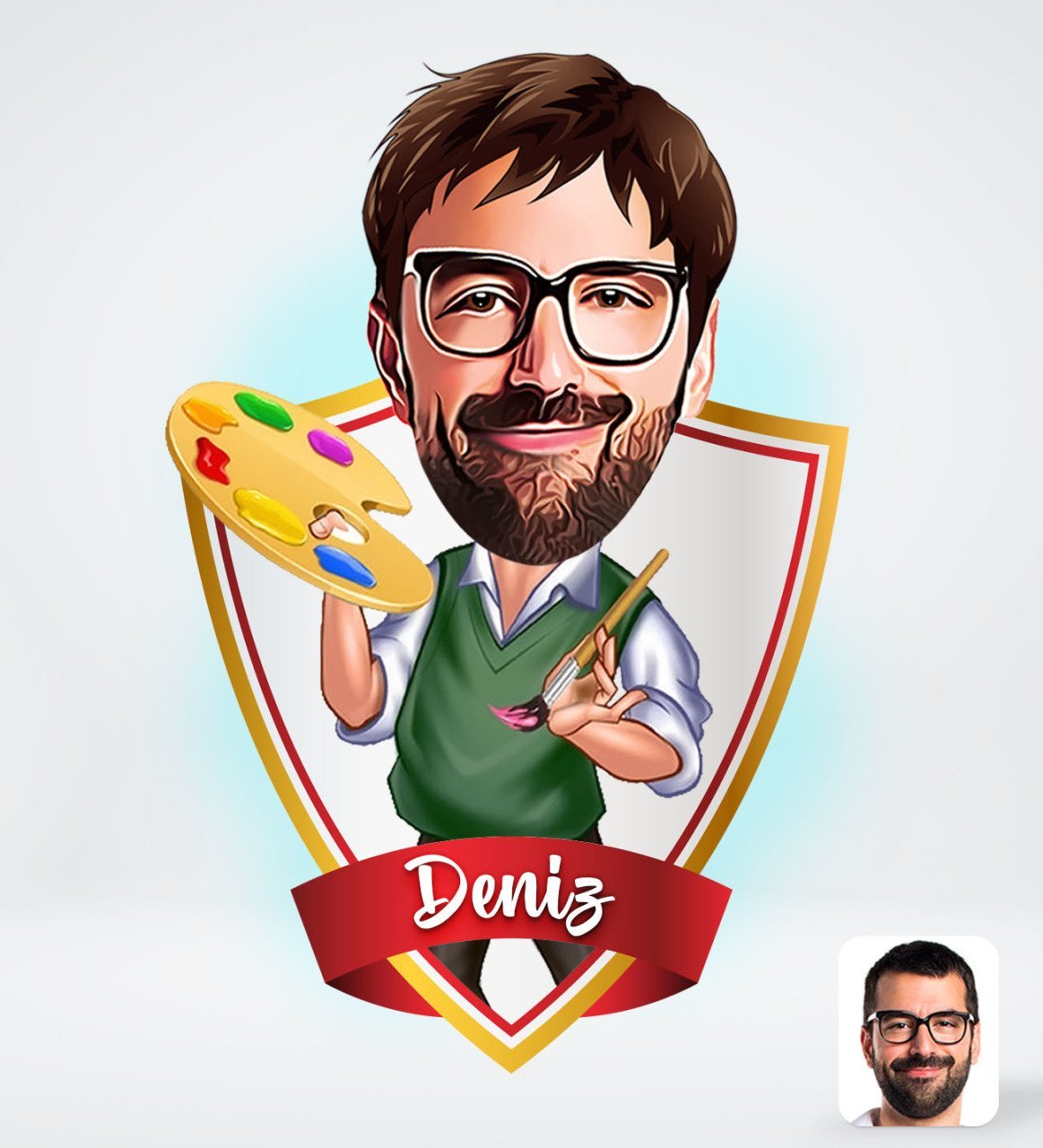 Kişiye Özel İsimli Erkek Ressam Tasarımlı Dijital Karikatür-1