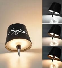 BK Gift Kişiye Özel İsimli Kablosuz 3 Renkli Led Siyah Şişe Lambası-3, Ev Hediyesi, Arkadaşa Hediye, Sevgiliye Hediye