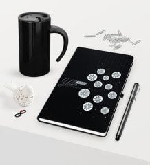 Kişiye Özel Yılbaşı Mutlu Yıllar Temalı Siyah Defter Kalem Termos Mug Seti - 10