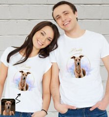 BK Gift Kişiye Özel Evcil Hayvan Tasarımlı Beyaz Tişört-3, Sevgiliye Hediye, Arkadaşa Hediye, Trend T-Shirt